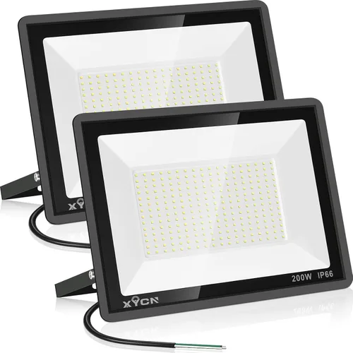 Vista 9 de XYCN Paquete de 4 reflectores LED de 100W, luz de inundación exterior impermeable IP66, luces de seguridad exteriores súper brillantes de 12500LM
