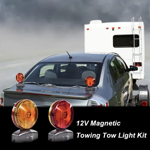 Vista 7 de G-PLUS Kit de luces magnéticas universales de 12 V, luces traseras, intermitentes, kit de luces de remolque magnéticas, color rojo y ámbar, 20 pies