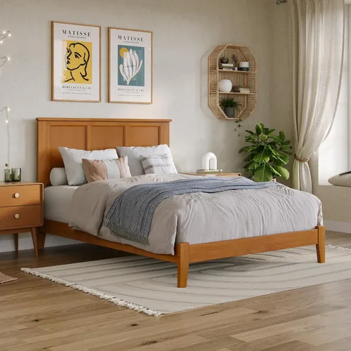 Vista 7 de AFI, Madison King - Cama con plataforma de madera maciza de perfil bajo, color espresso