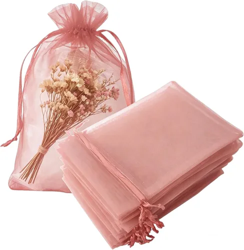 Vista 10 de Juego de 50 bolsas de organza de regalo con cordón azul aguamarina de 4 x 6 pulgadas para baby shower, Navidad, boda, recuerdos de fiesta, despedida