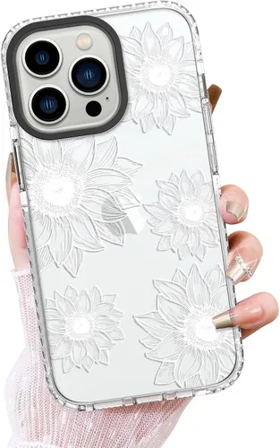 Vista 65 de OOK Funda magnética transparente para iPhone 17, lindo encaje floral negro Encaje Negro Floral