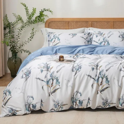 Vista 12 de MILDLY Juego de funda nórdica floral de mármol azul y verde acuarela 3