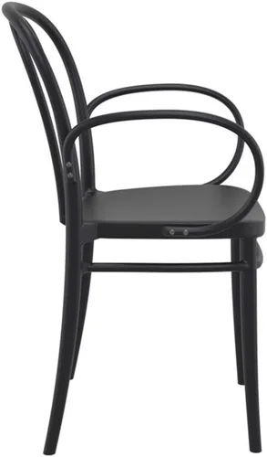 Vista 6 de Compamia Victor XL Silla de resina para exteriores, color negro (juego de 2)