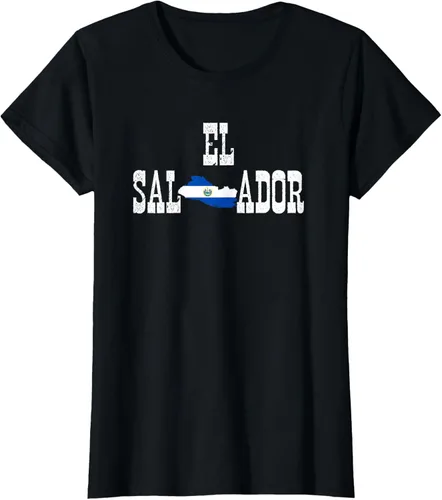 Vista 16 de Camiseta salvadoreña con bandera de El Salvador, Negro, S