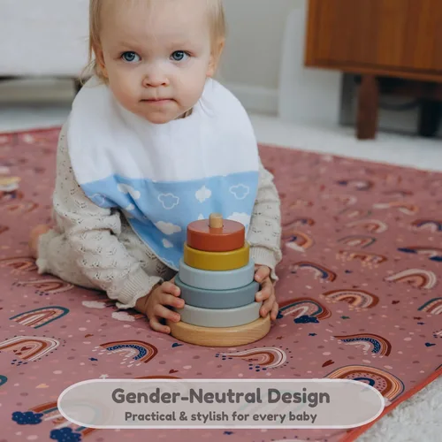 Vista 7 de Babero de gran tamaño para bebé, baberos impermeables extra grandes para niños de 6 a 24 meses, 100% algodón y bambú