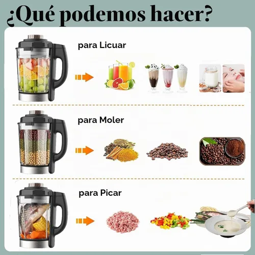 Vista 2 de Batidora de alimentos para encimera, máquina de sopa caliente, procesador de alimentos de cocina de alta velocidad con 9 programas de un toque