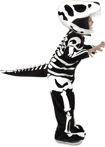 Vista 4 de Disfraz de fósil de Tiranosaurio Rex para niño, L, Negro