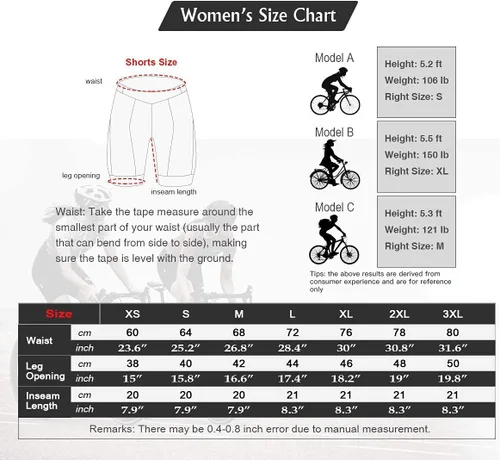 Vista 7 de CATENA Pantalones cortos de bicicleta para mujer con acolchado 3D, para bicicleta de carretera, multicolor