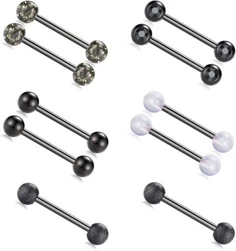 Vista 2 de Kangyijia Piercing para pezón de acero quirúrgico calibre 14 para pezón barra de puente pezón joyería para el cuerpo 0472-0709in Metal