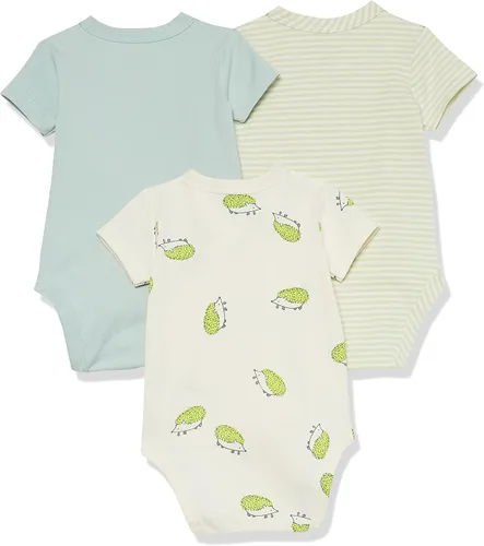 Vista 2 de Tienda Essentials Unisex Babies' Cotton Short-Sleeve Side Snap Bodysuit (Previously Tienda Aware), Pack of 3