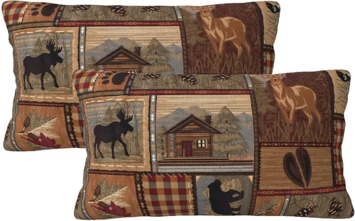 Vista 8 de Juego de 2 fundas de almohada cuadradas de 18x18 pulgadas, fundas de almohada decorativas retro negras estilo rústico para casa, sofá, fundas