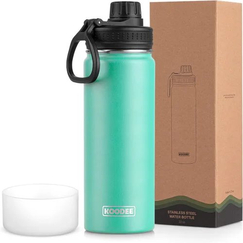 Vista 54 de koodee Botella de agua para niños, botella de agua de acero inoxidable de 12 onzas con aislamiento al vacío para la escuela, botella de agua de boca