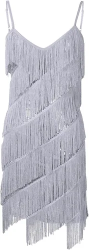 Vista 5 de Sequin Dress Prom Dresses Solid Color Sleeveless Sequins Concert Halter Tassel Style Dress Dress New Years Eve Dress