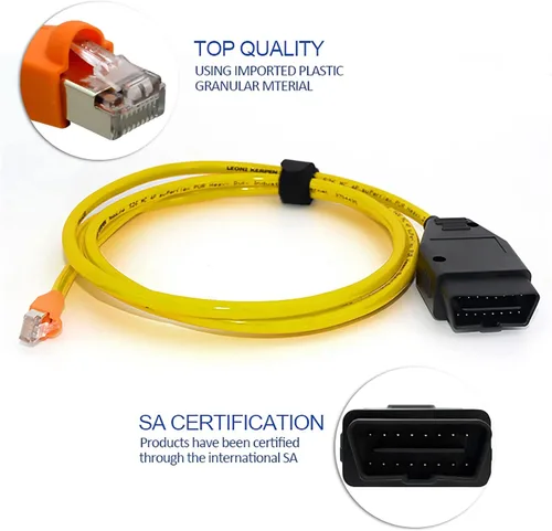 Vista 6 de Ethernet Enet OBD OBDii Rj45 ENET obd2 Cable para interfaz 2M Compatible F-Series para B-M-W i-sta