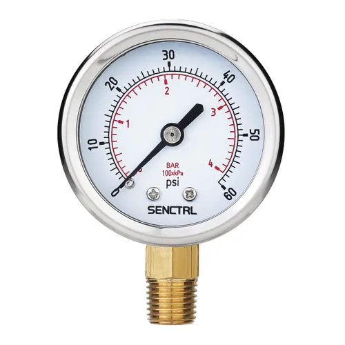 Vista 21 de SENCTRL - Medidor de presión de vacío de 30inHg, esfera de 2", NPT de 1/8, montaje inferior, estuche de acero inoxidable, resistente al agua