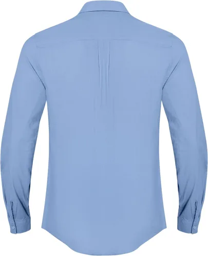 Vista 3 de Camisas de lino con botones para hombre, estilo casual, manga larga, ajuste regular, de algodón, con bolsillo