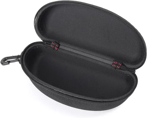 Vista 4 de Estuche negro para lentes de sol, para hombres y mujeres, estuche de almacenamiento para gafas de seguridad con clip, estuche duro para lentes