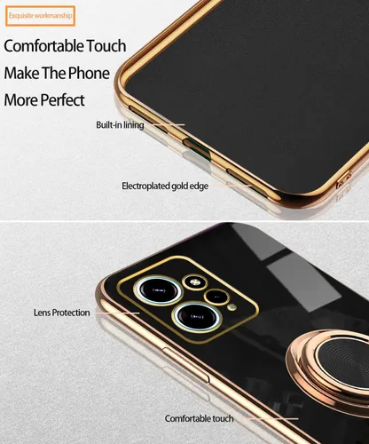 Vista 2 de Compatible con Redmi Note 12 4G Case Ring Holder Magnet Green, para Xiaomi Redmi Note 12 4G Funda de teléfono de silicona a prueba de golpes Placa