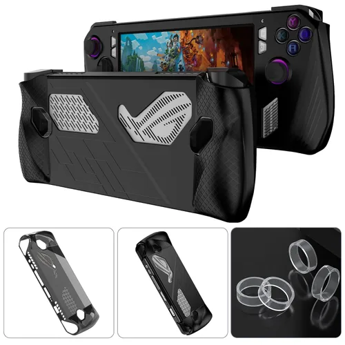 Vista 2 de IUHOZI 2 Pack TPU Transparent Case and Silicone Case for ASUS ROG Ally Handheld, ROG Ally Accessories Protective Cover and Joystick Protector