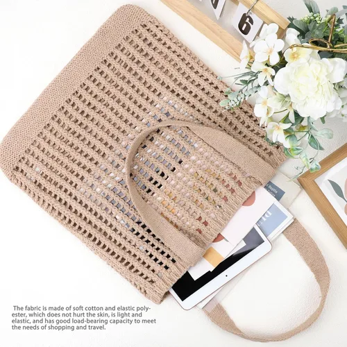 Vista 4 de hatisan Bolsas de ganchillo para mujer, bolsa de playa de verano, bolsa de mano estética, bolsa hippie de punto