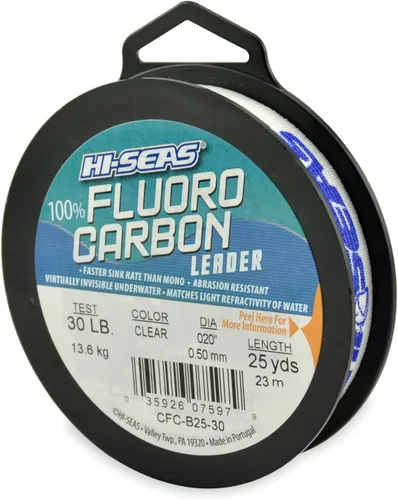 Vista 26 de HI-SEAS Líder de línea de pesca 100% fluorocarbono, líder invisible transparente, indetectable para peces, hundimiento rápido, 6 libras a 400 libras
