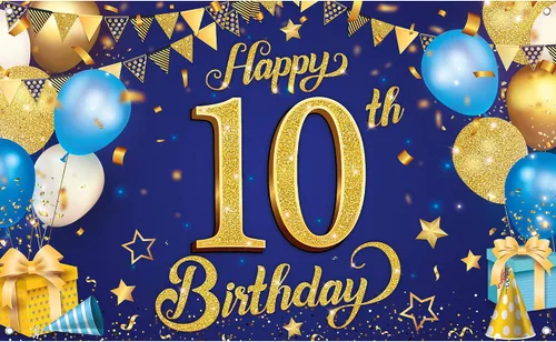 Vista 9 de KatchOn Cartel de cumpleaños número 10 de oro rosa - XL, 72 x 44 pulgadas Telón de fondo de feliz cumpleaños 10