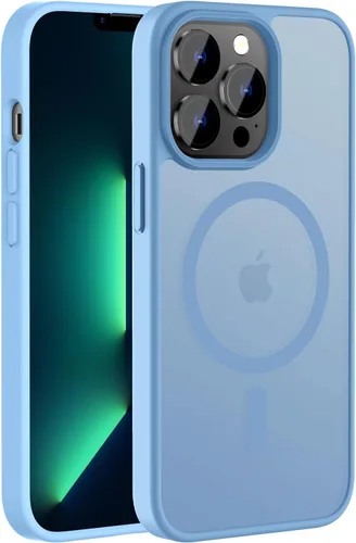 Vista 31 de Hualele - Funda magnética para iPhone 13 Pro, compatible con MagSafe, grado militar, a prueba de caídas, translúcida mate, parte trasera dura, borde