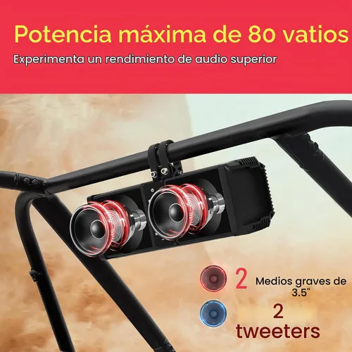 Vista 2 de Pyle Barra de sonido ATV/UTV de 11 pulgadas, altavoces Bluetooth UTV impermeables con amplificador de clase D integrado, sistema de altavoces de 2