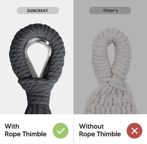 Vista 6 de SUNCREAT Hamacas para exteriores para 2 personas resistentes, gris oscuro con borlas