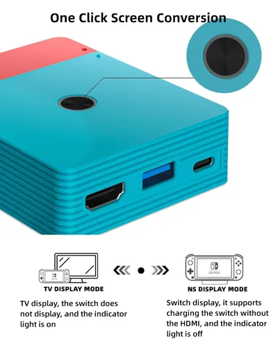 Vista 3 de Nintendo Switch Docking Station, 4K HDMI One-touch Conversion Portable TV Adapter Charging Dock Set