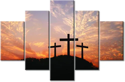 Vista 110 de TUMOVO Decoración de pared de iglesia cristiana de 3 paneles, imágenes de la resurrección de Jesús para sala de estar, dormitorio, cocina