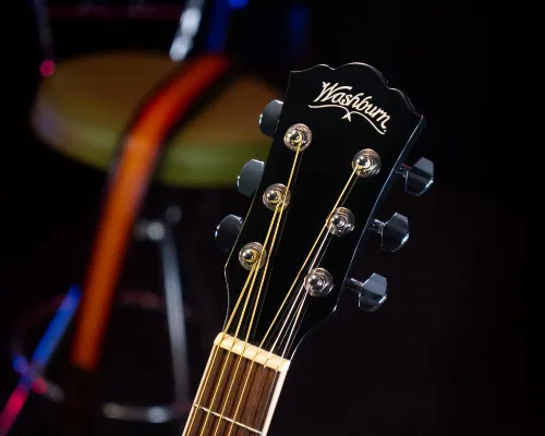 Vista 11 de Washburn Vintage Series - Guitarra acústica-eléctrica de 6 cuerdas, derecha Resplandor solar del tabaco