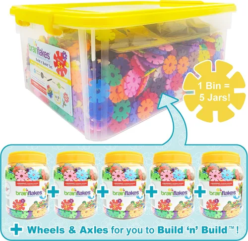 Vista 2 de Brain Flakes Kit de construcción y construcción de 2500 piezas, una alternativa creativa y educativa a los bloques de construcción, piezas de ruedas