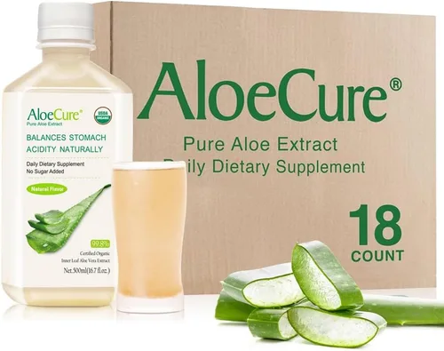 Vista 14 de AloeCure Jugo de aloe vera orgánico USDA hecho dentro de las 12 horas de la cosecha - Jugo puro de aloe natural, suplemento digestivo para apoyar