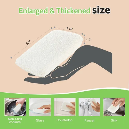 Vista 8 de Practical Matter - Esponja de cocina multiusos de fibra de algodón orgánico para lavar platos y limpiar todas las superficies, exfoliante duradero