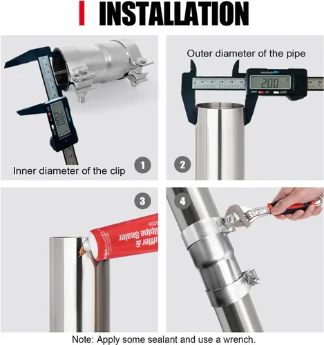 Vista 6 de Peastorm Adaptador de Escape de 2 a 2.5 Pulgadas, Tubo Conector Reductor de Escape de 2" DI a 2.5" DI con Abrazadera
