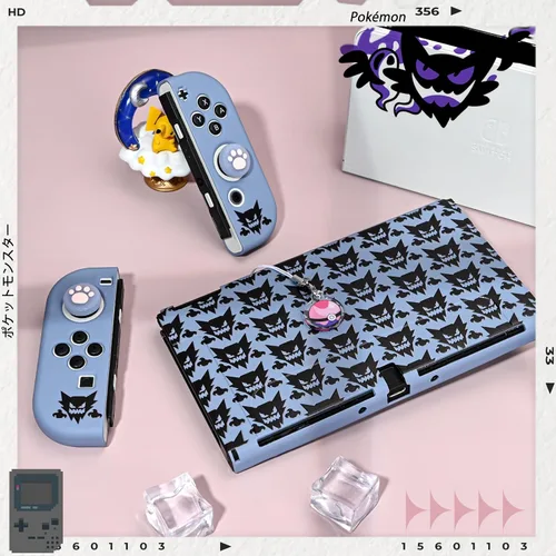 Vista 6 de DLseego Diseño de funda acoplable para Switch OLED, funda protectora antideslizante de absorción de golpes y controlador Joy Con con 1 colgante