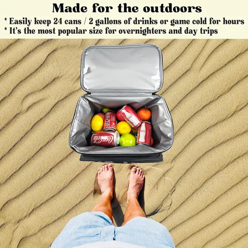 Vista 3 de Bolsa térmica aislada con altavoces Bluetooth, 24 latas, 2 galones, bebidas de alimentos, batería recargable compatible con iOS y Android, plegable