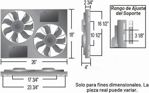 Vista 2 de Derale Performance 16927 Ventilador Dual de Radiador de Alto Rendimiento Gris/Negro