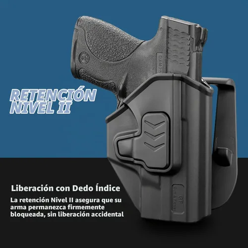 Vista 3 de Funda para Smith & Wesson M&P Shield 9 mm/.40 (M2.0)/9 mm Shield Plus, funda de pistola de 3.1" de pala, 360 grados ajustable, liberación