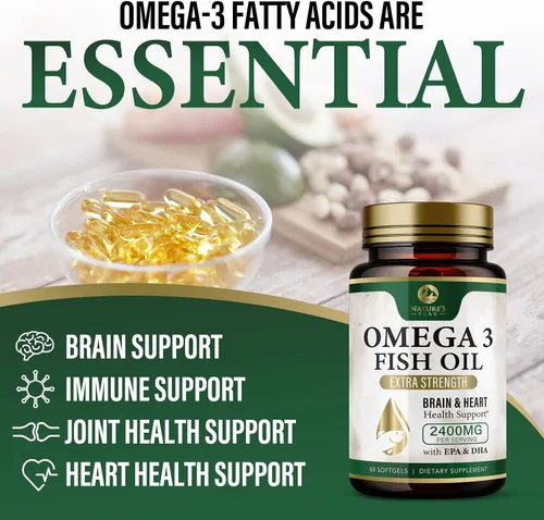 Vista 5 de Pastillas de aceite de pescado Omega 3 de 2400 mg – Suplementos de aceite de pescado Omega 3 de triple fuerza – Los mejores ácidos grasos EPA y DHA