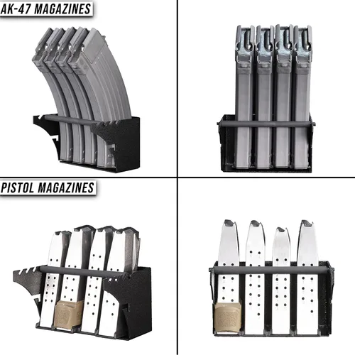 Vista 3 de Hold Up Displays Estante universal de montaje en pared para todos los cargadores AR10, AR15, AK47, SKS, M4, pistolas de todos los calibres HD94-FW