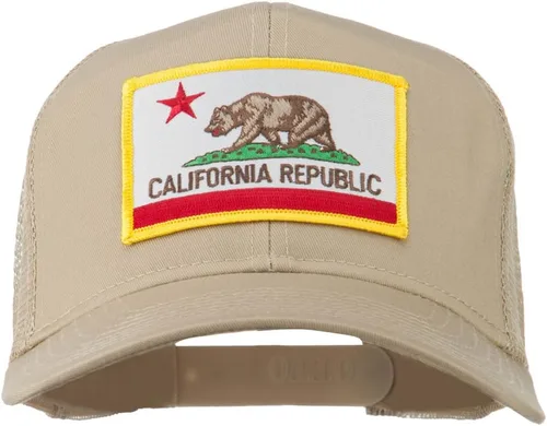 Vista 21 de e4Hats.com Gorra de malla de sarga parcheada con bandera del estado de California