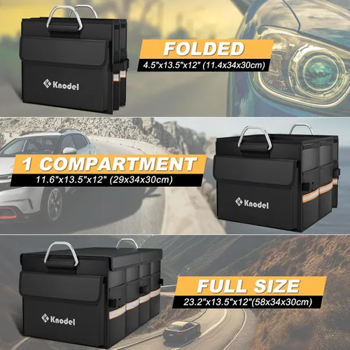 Vista 3 de K KNODEL Organizador de maletero de automóvil, organizador de automóvil con tapa, almacenamiento plegable de servicio pesado para SUV, camión