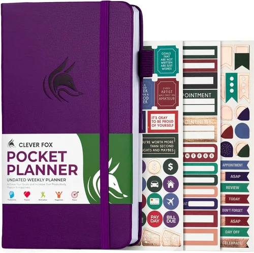 Vista 13 de Clever Fox Agenda de bolsillo semanal – Agenda mensual sin fecha y calendario, mini planificador perfecto para bolso, 3.7 x 6.7 pulgadas