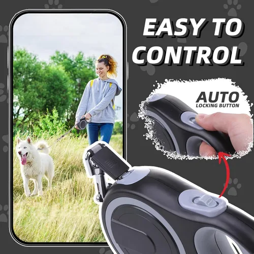 Vista 3 de PUPTECK Correa retráctil para perros con cable a prueba de mordidas para perros pequeños, medianos y grandes, correa resistente para entrenamiento