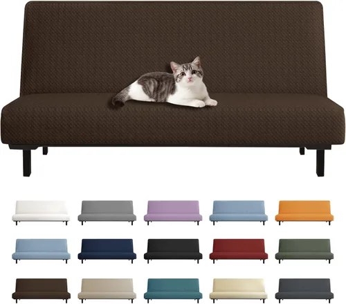 Vista 12 de YEMYHOM Funda para Futón Diseño Jacquard Más Reciente de Alta Elasticidad para Sofá Cama sin Brazos, Protector de Muebles Antideslizante con Parte