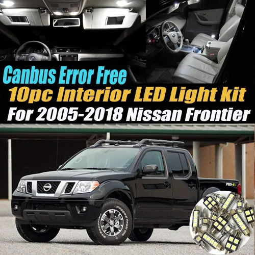 Vista 2 de Canbus - Kit de luces LED para interior de automóvil, 10 unidades, sin errores, 6000 K, compatible con Nissan Frontier 2005-2018, equipado