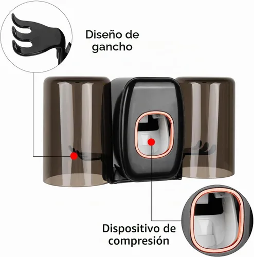 Vista 4 de Soporte de pared para cepillos de dientes con 4 ranuras con tapa, organizador de almacenamiento de cepillos de dientes autoadhesivo para ducha