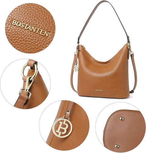 Vista 4 de BOSTANTEN Bolso de cuero para mujer, diseño de bolsos de hombro, Hobo